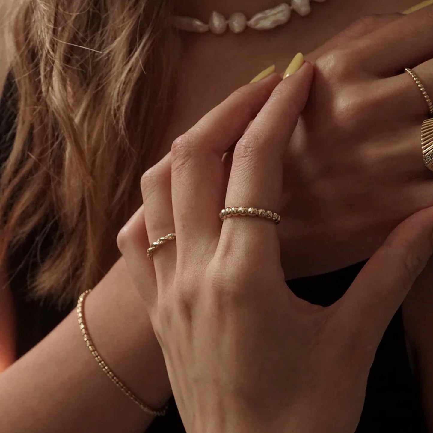 14k Gold Bigger Beads Eternity Band