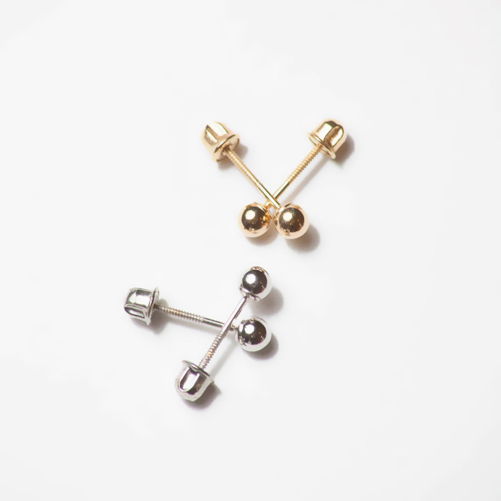 14k Gold Baby Ball Studs / White Gold