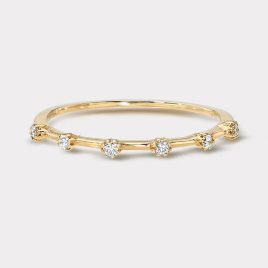 14k Gold Distance 6 Diamond Ring / Yellow Gold