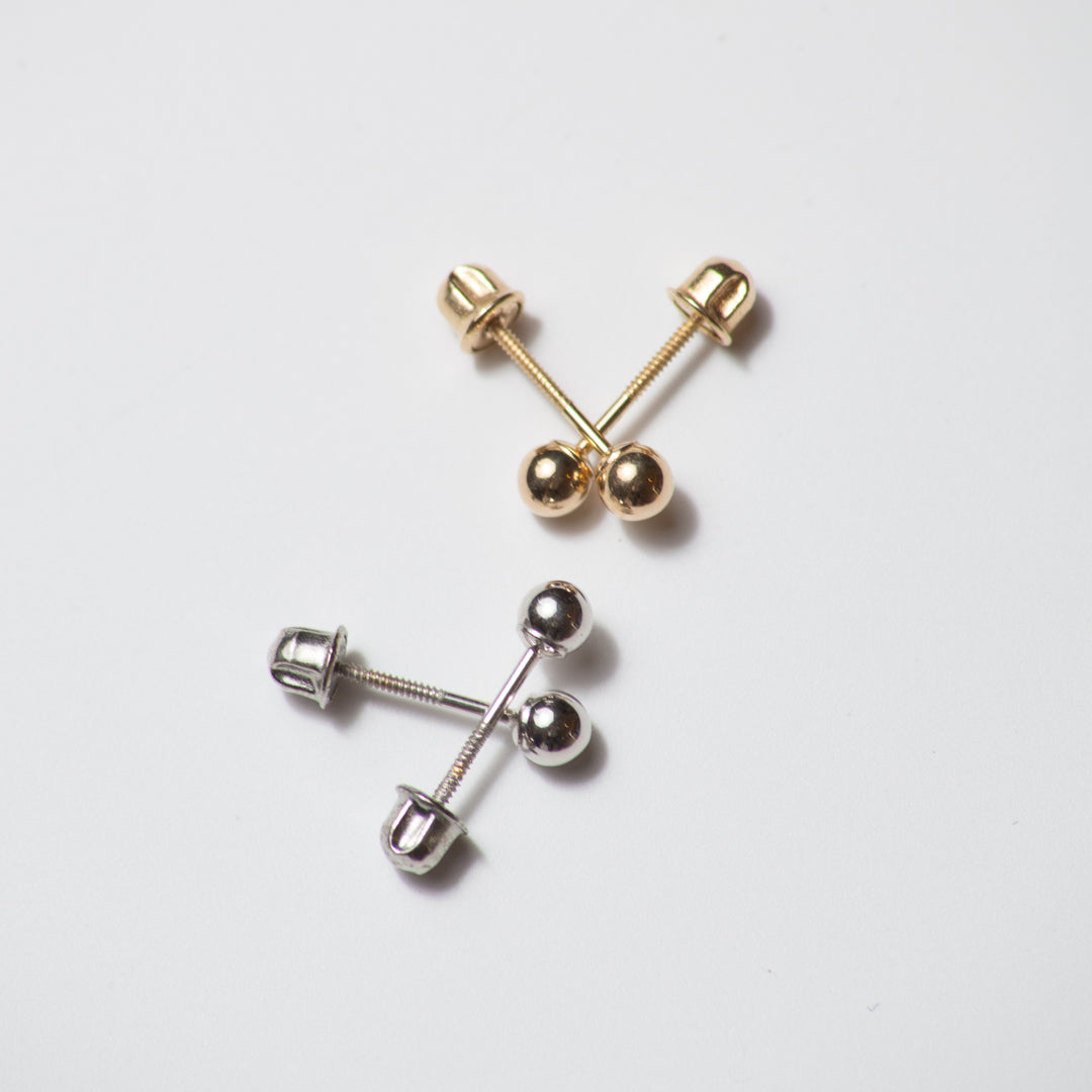 14k Gold Baby Ball Studs / Yellow Gold