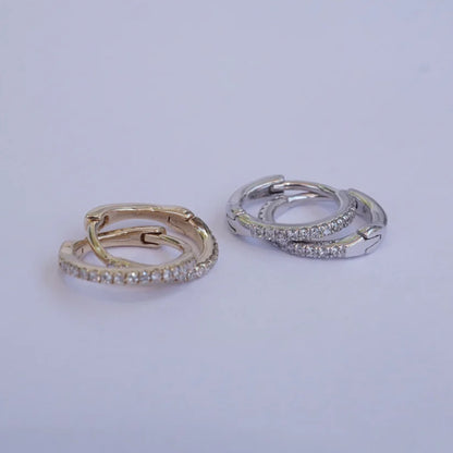 14k Gold Baby Diamond Huggies / White Gold