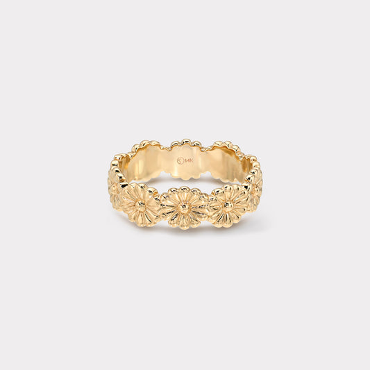 14k Gold Daisy Eternity Band / Yellow Gold