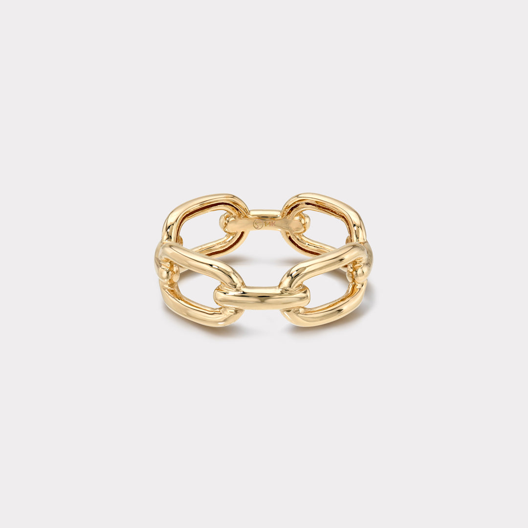 14k Gold Husky Chain Ring