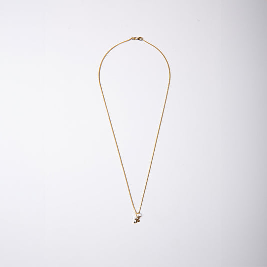 14k Gold Mini Initial Box Necklace (chain & charm)