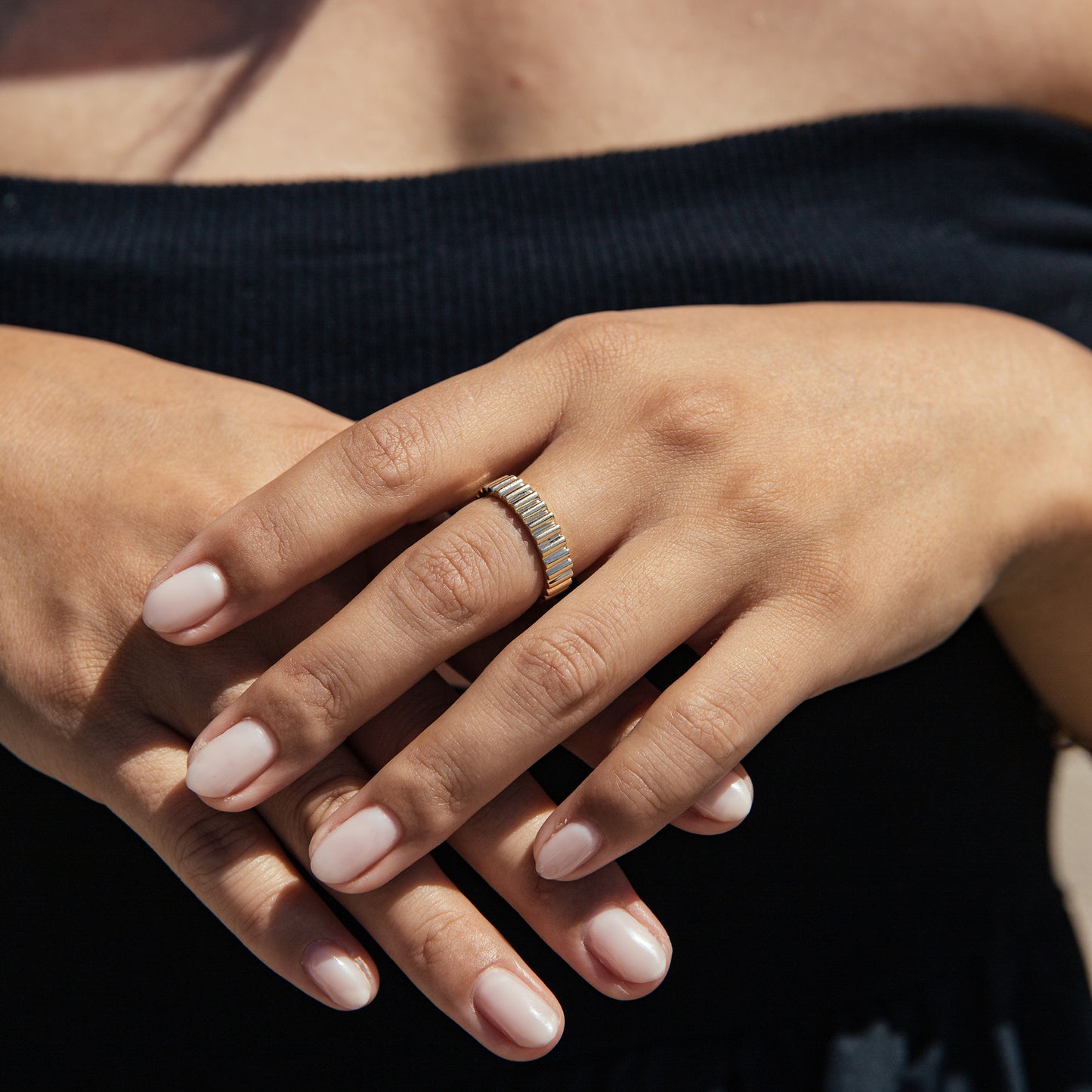 14k Gold Ribbed Ring / Yellow Gold