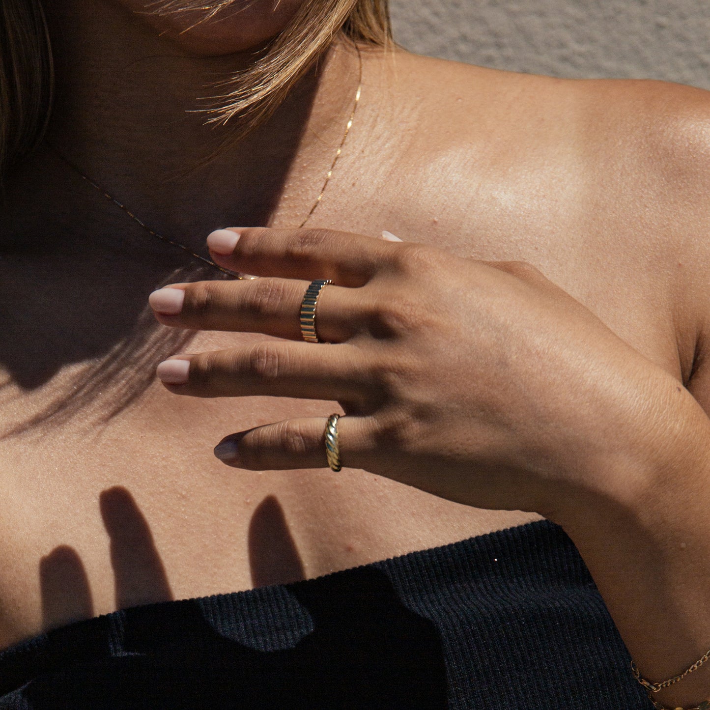 14k Gold Ribbed Ring / Yellow Gold