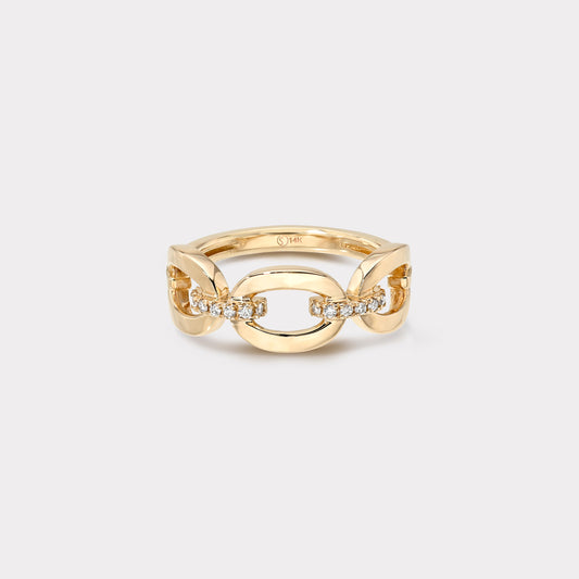 14k Gold Vintage Style Chain Ring / Yellow Gold