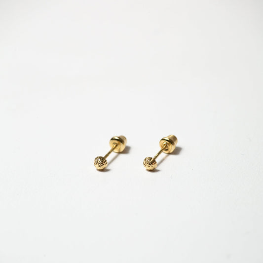 14k Gold Baby Diamond Cut Ball Studs